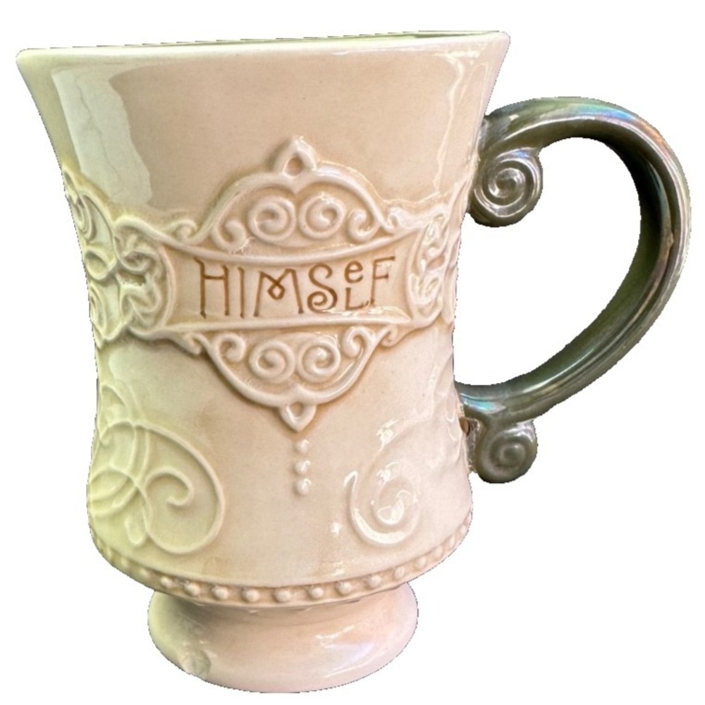 Himself Irish Coffee Mug Grasslands Road Celtic 10oz Pedestal Chip Read Vintage